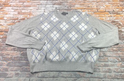 Brooks Brothers Sweater Adult M Gray Argyle Pullover V-Neck Preppy Outdoor Mens