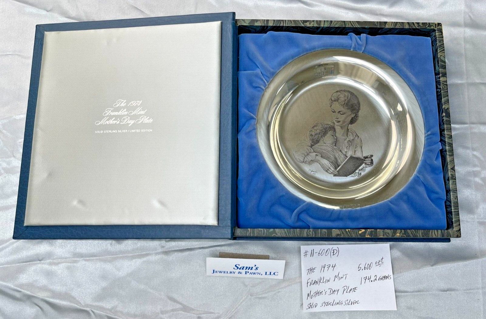 Franklin Mint 1974 Sterling Silver Mother's Day Plate