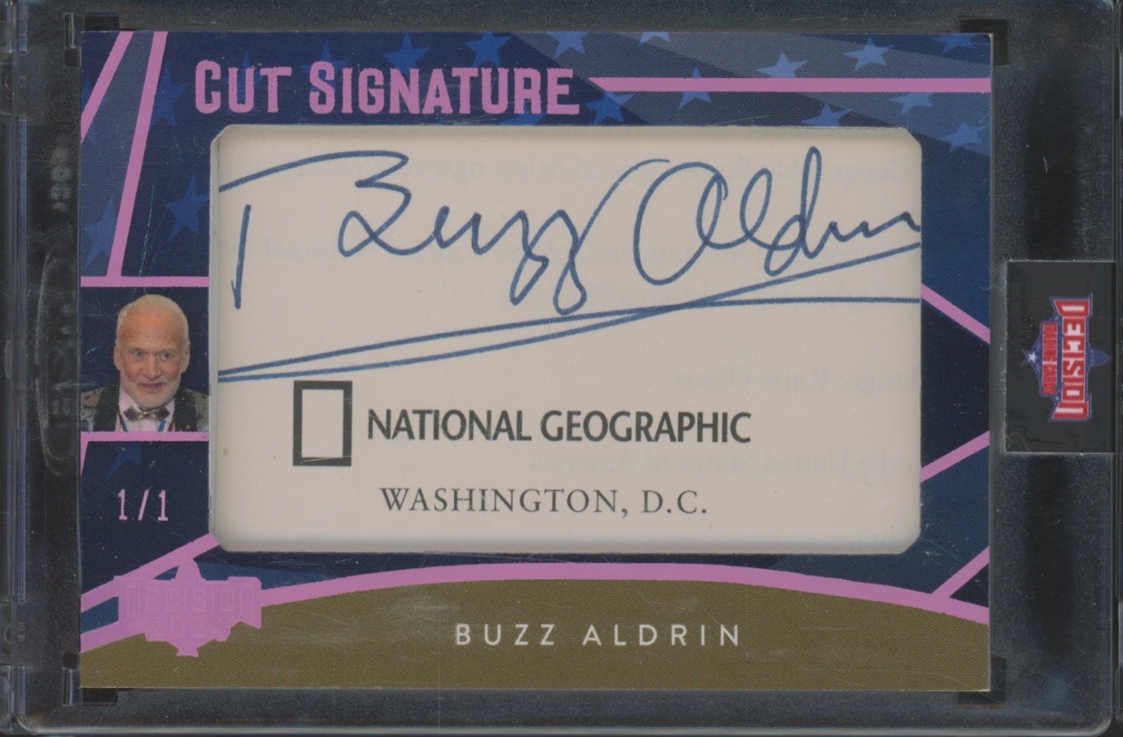 2024 Decision Cut Signature Pink Foil Buzz Aldrin 1/1 Auto Autograph