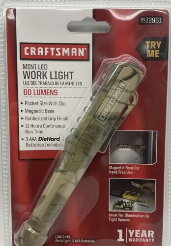 Craftsman Mini Pocket LED Work Light Camouflage 60 Lumens Po