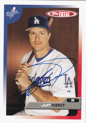 MLB  ジェフ　ケント　直筆サイン入りフォト　ロスアンゼルスドジャース JEFF KENT LOS ANGELES DODGERS SIGNED BASEBALL CARD GIANTS