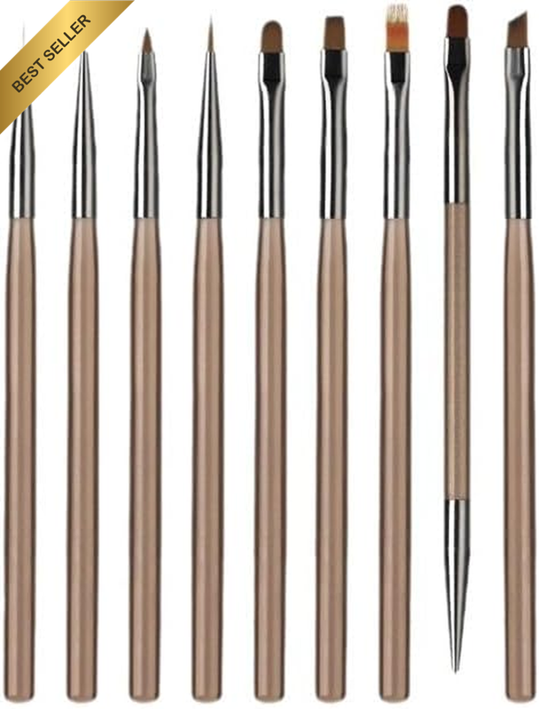 9Pcs Nail Art Brushes Set, Nail Art Design Painting Tools with Nail Extension Ge