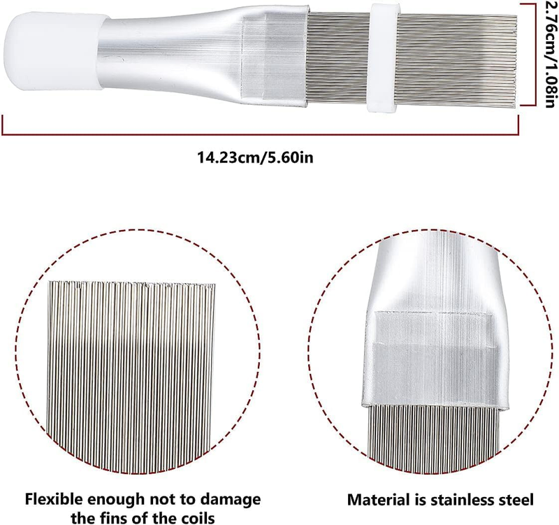 3 Pcs Air Conditioner Condenser Cleaner Kit, Stainless Steel Fin Comb, Coil Brus