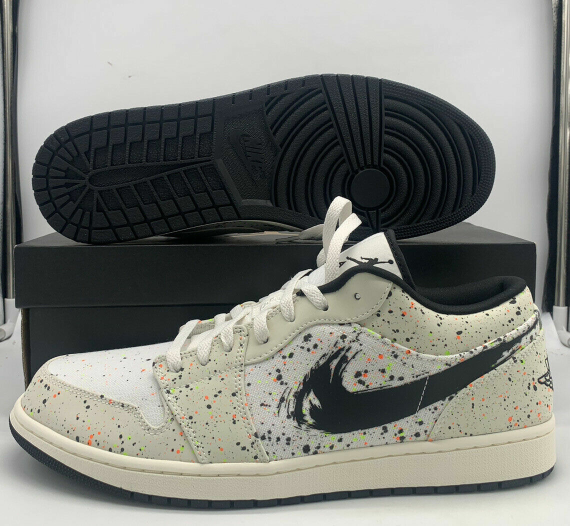 Preowned Jordan Nike Air 1 Low Brushstroke Swoosh Paint Splatter