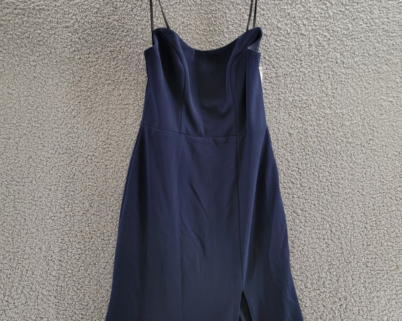 AQUA Strapless Gown Women's 8 Navy Solid Sweetheart Neck Slit Back Zip Closure - Picture 3 of 15