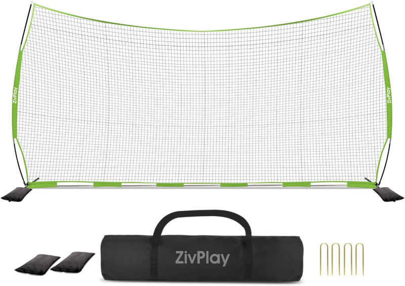 Lacrosse Backstop Net Soccer Backstop Net for Backyard Sport Netting Barrier 20 X 10 Ft Ball Stop Net Includes Portable Carry Bag 2 Sand Bags 4 Ground Stakes