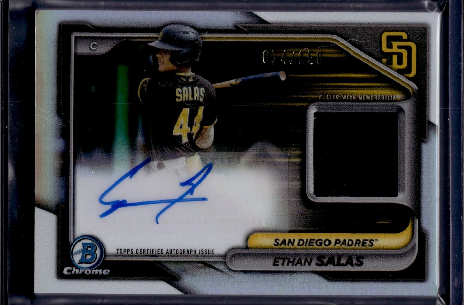 その他 Bowman Chrome Ethan Salas patch Auto 2024 Bowman Chrome Autograph Relics Ethan Salas 74/150 | eBay