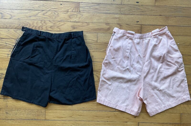VTG 60’s Women’s High Waist Short Distressed Set Black And Light Pink Shorts 