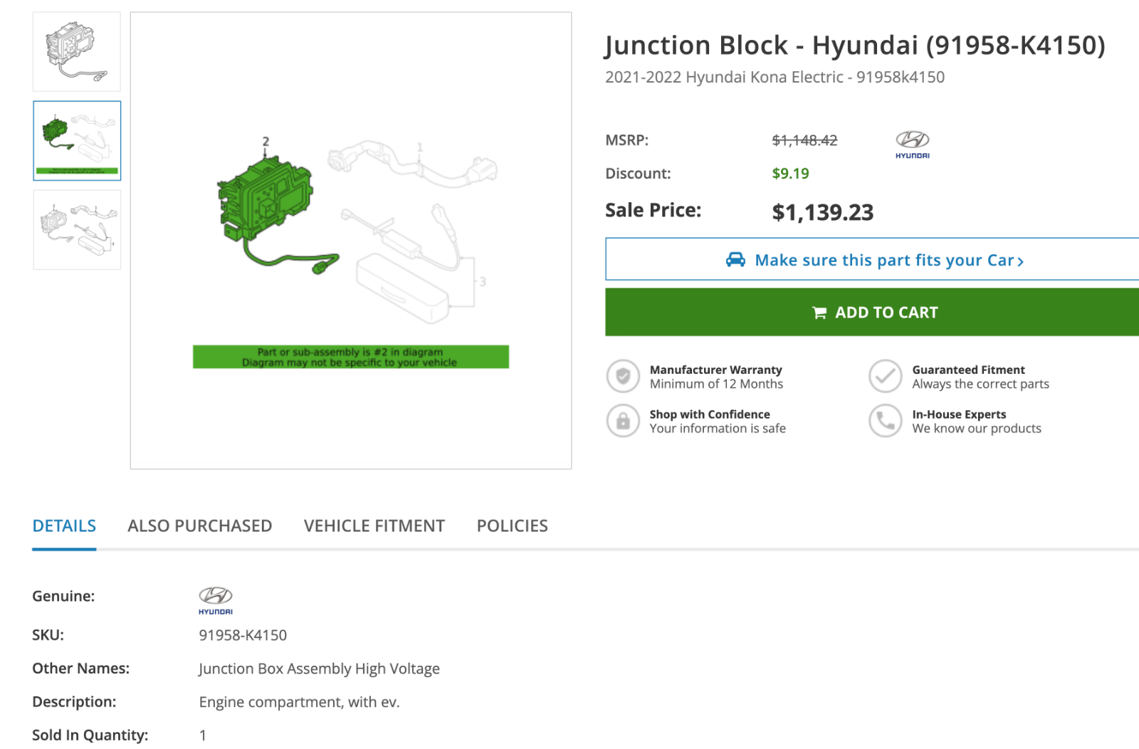 NEW 2021 2022 Hyundai Kona Electric Junction Block Box