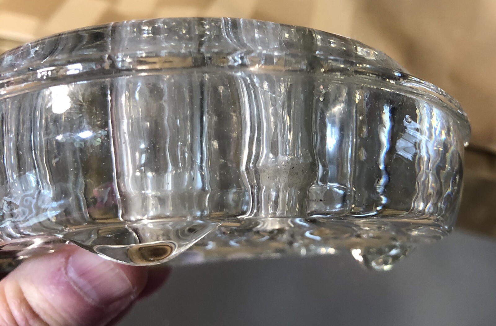 Antique Heavy LARGE CLEAR GLASS FLOWER FROG Excellent!  *