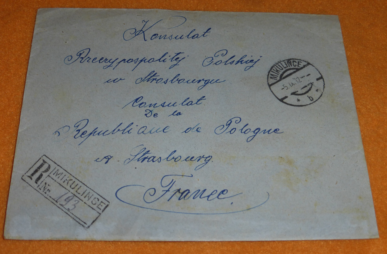 Polska Mikulińce Tarnopol - Botschaft Konsulat Straburg Elsa France Brief 1932