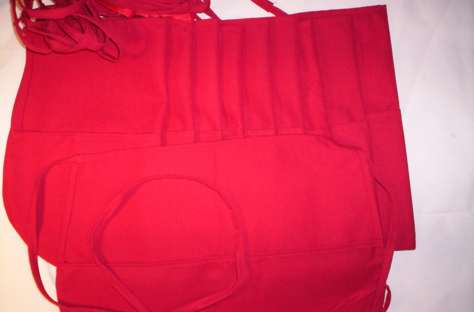 10 NEW  Red 2 Pocket Waist Apron VENDOR ,WAITER / WAITRESS -  FACTORY CLOSE OUTS