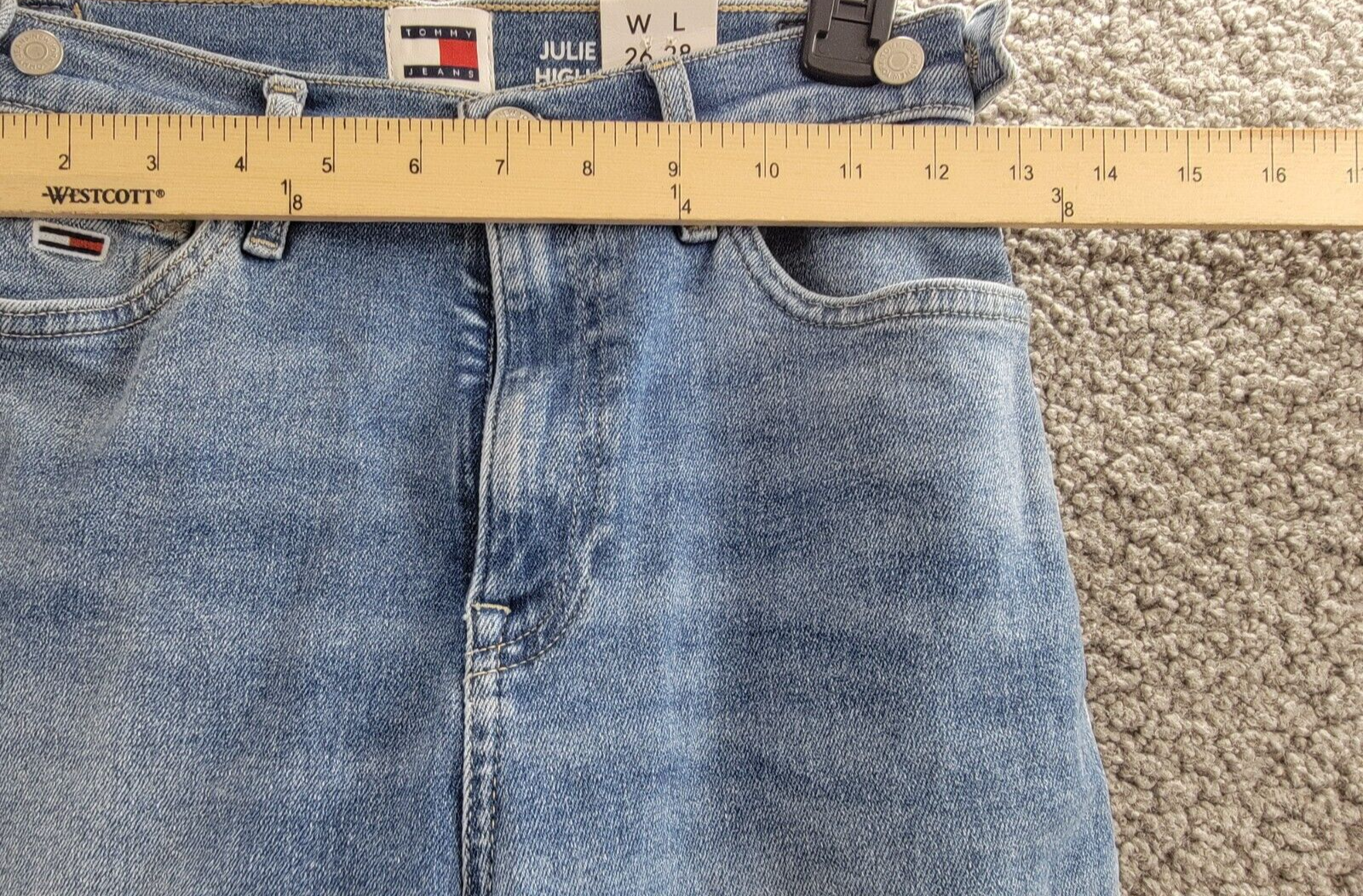 Tommy Jeans Julie Straight-Leg Button-Waist Jeans Women's 26/28 Denim Light - Picture 5 of 20