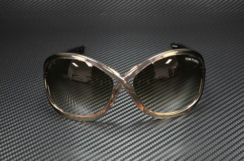 Pre-owned Tom Ford Ft0009 74f Shiny Transparent Oval Women's 64 Mm Sunglasses In Gradient Brown