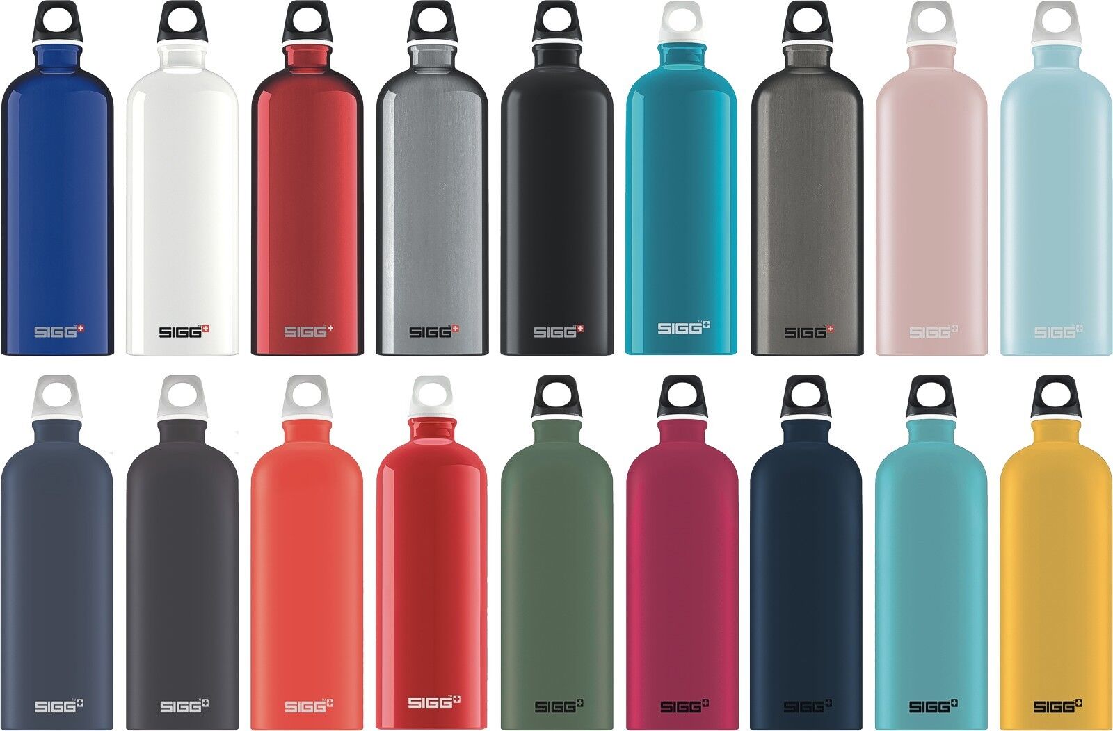 SIGG ALU Flasche 1.0 l Trinkflasche Schwarz Weiss Rot Blau Silber »Traveller«