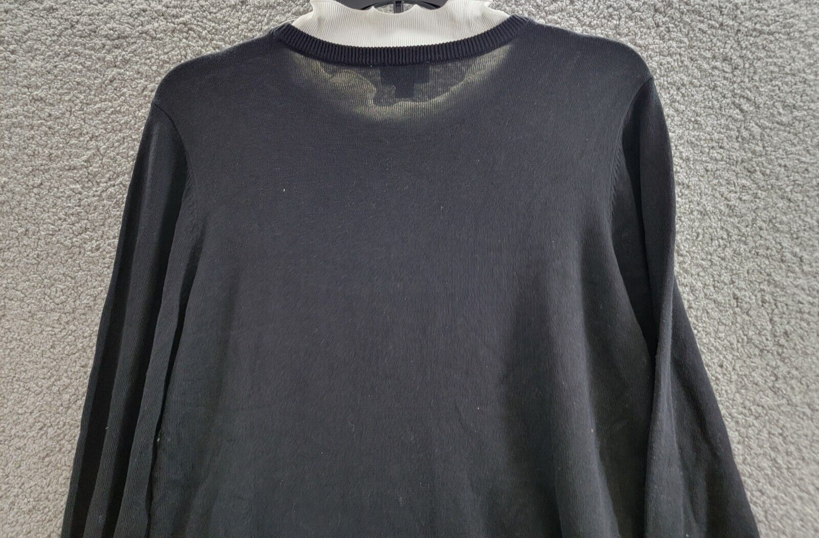 CeCe Ruffle Trim Sweater Dress Women's XL Black/White Crew Neck Pullover L/S - Picture 11 of 15
