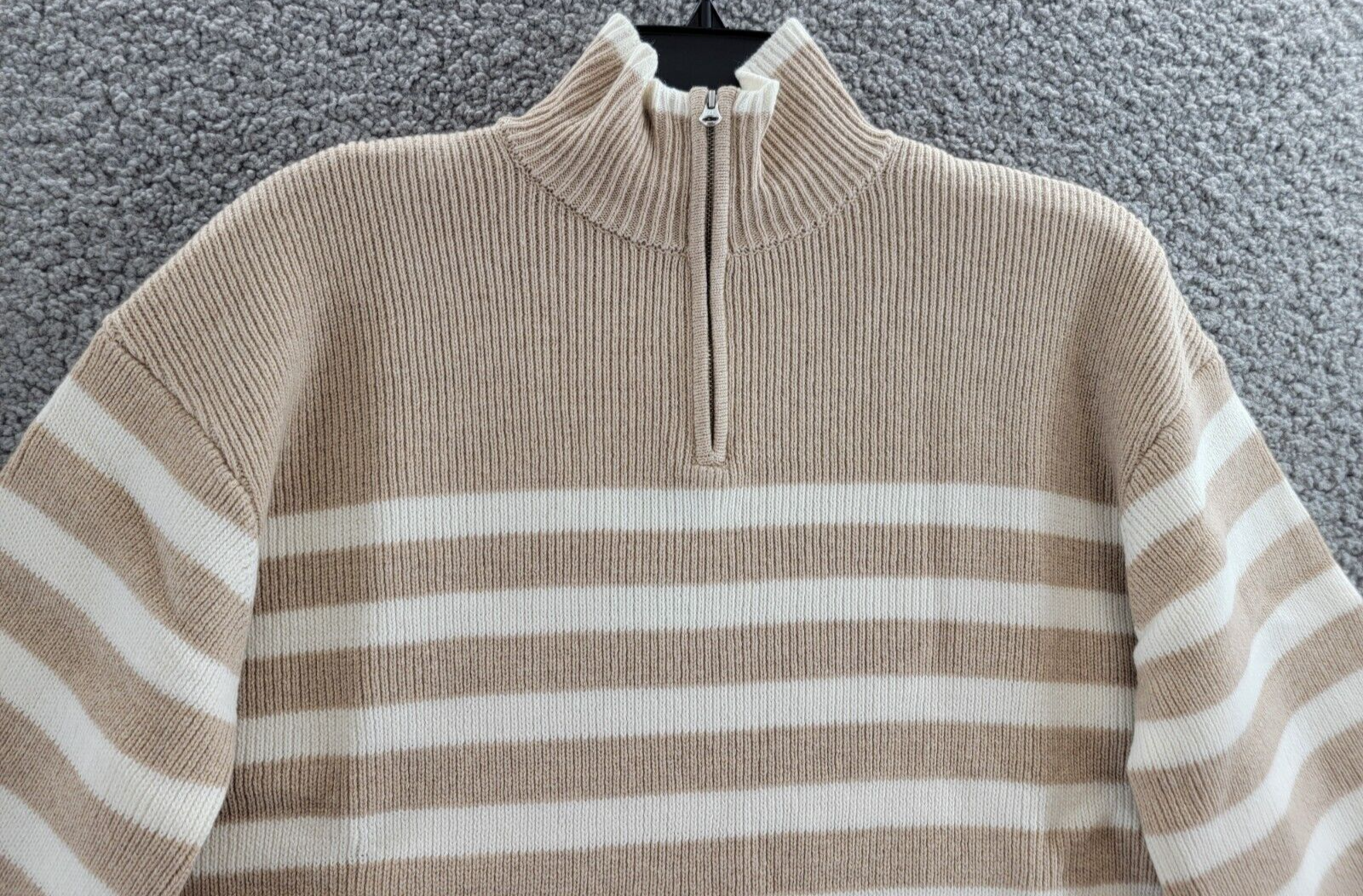 Rails 1/4 Zip Striped Pullover Sweater Women's XS Sand Stripe Merino Wool Blend - Picture 3 of 17