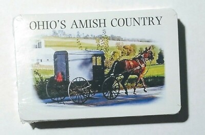 2 Decks Ohio's Amish Country Playing Cards w/Clear Case Horse Buggy Standard New
