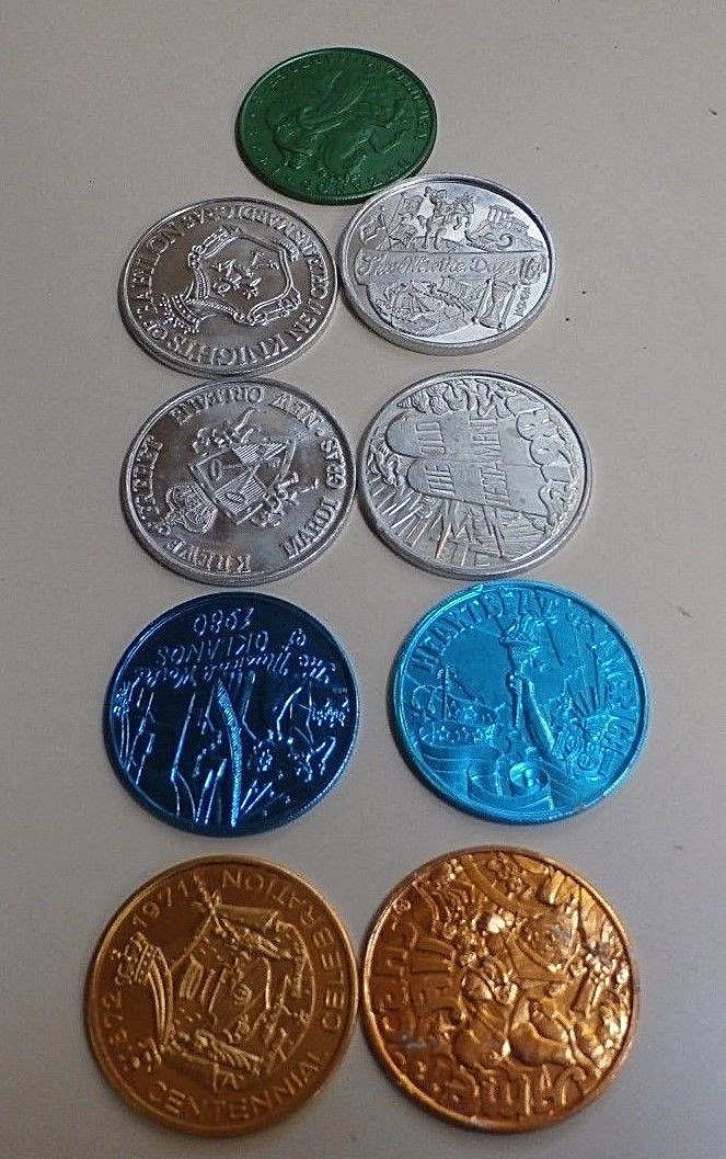 New Orleans Mardi Gras Tokens, 68,69,71,73,79,80,3-1981 Nine Total Tokens