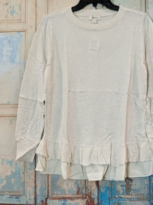 Style & Co. Womens Size Medium Antique Cream Long Sleeve Pullover Sweater