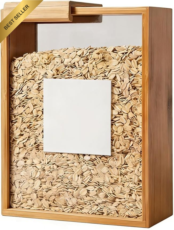 Wooden Acrylic Cereal Box, Rice Storage Container, Grain Storage Box, Convenient