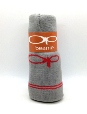 Ocean Pacific OP Beanie gray red logo 100% acrylic one size fits all New R38