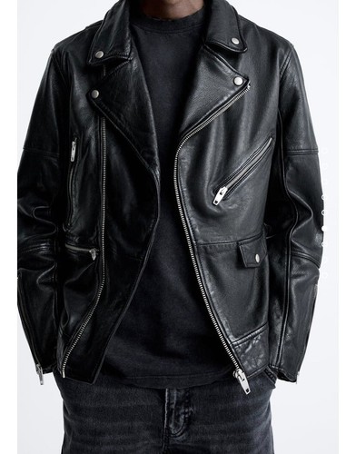 ZARA B3ジャケット ZARA 100% Real Leather Black Jacket Coat Biker Aviator Racer
