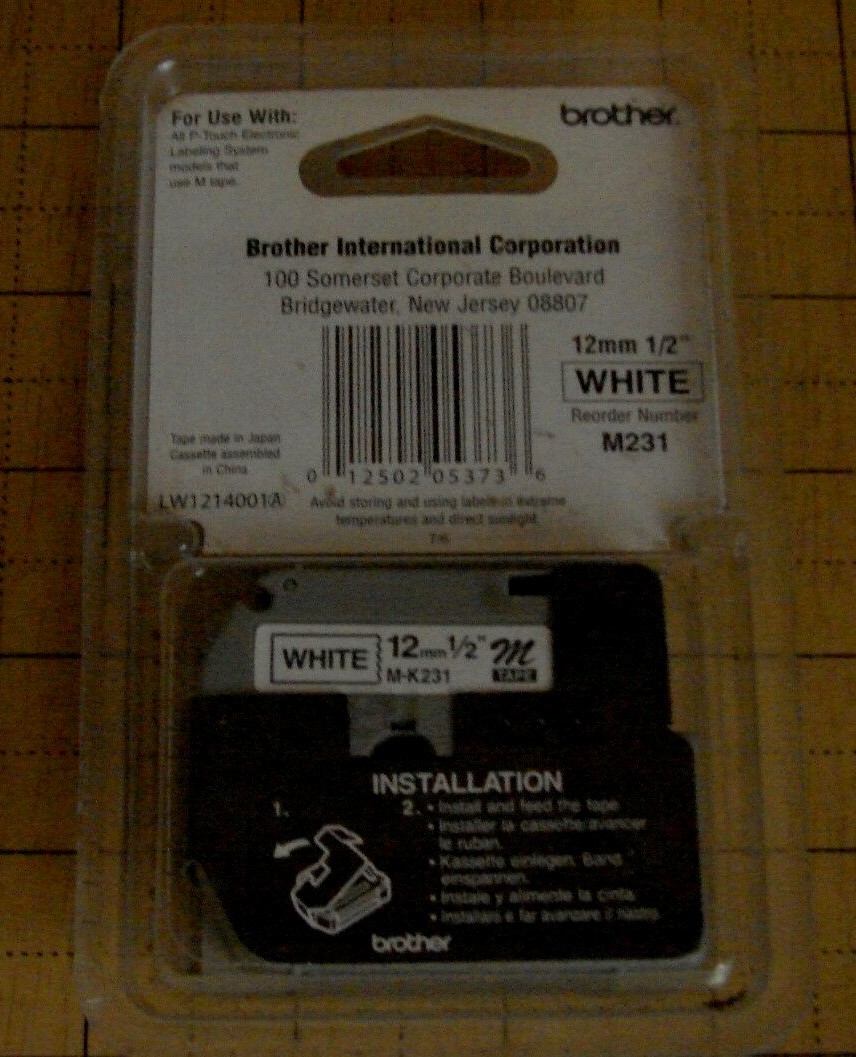 Brother M-231 P-Touch Label Tape, M-K231 1/2