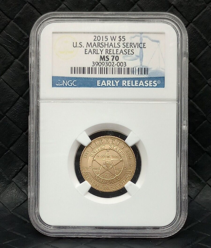 2015-W US Marshalls Service Commemorative $5 Gold Coin NGC MS70- Free Priority