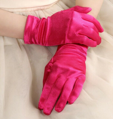 Women's Short Wrist Gloves Smooth Satin Party Halloween Prom Evening Wedding US