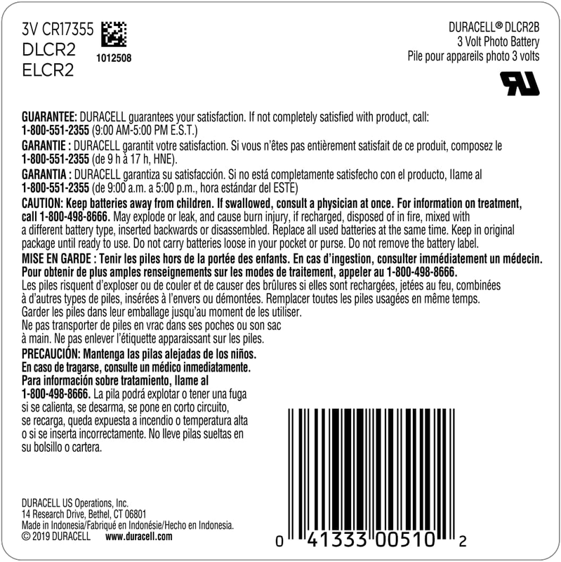 CR2 3V Lithium Battery, 1 Count (Pack of 1), CR2 Battery Lithium, High Power, Lo