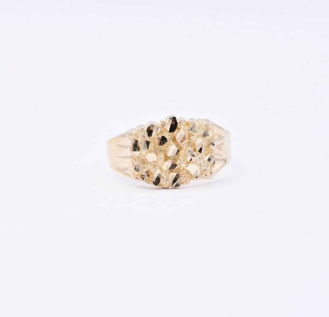 Pre-owned Bayam Unisex Nugget Oval Ring Real Solid 10k Yellow Gold All Sizes
