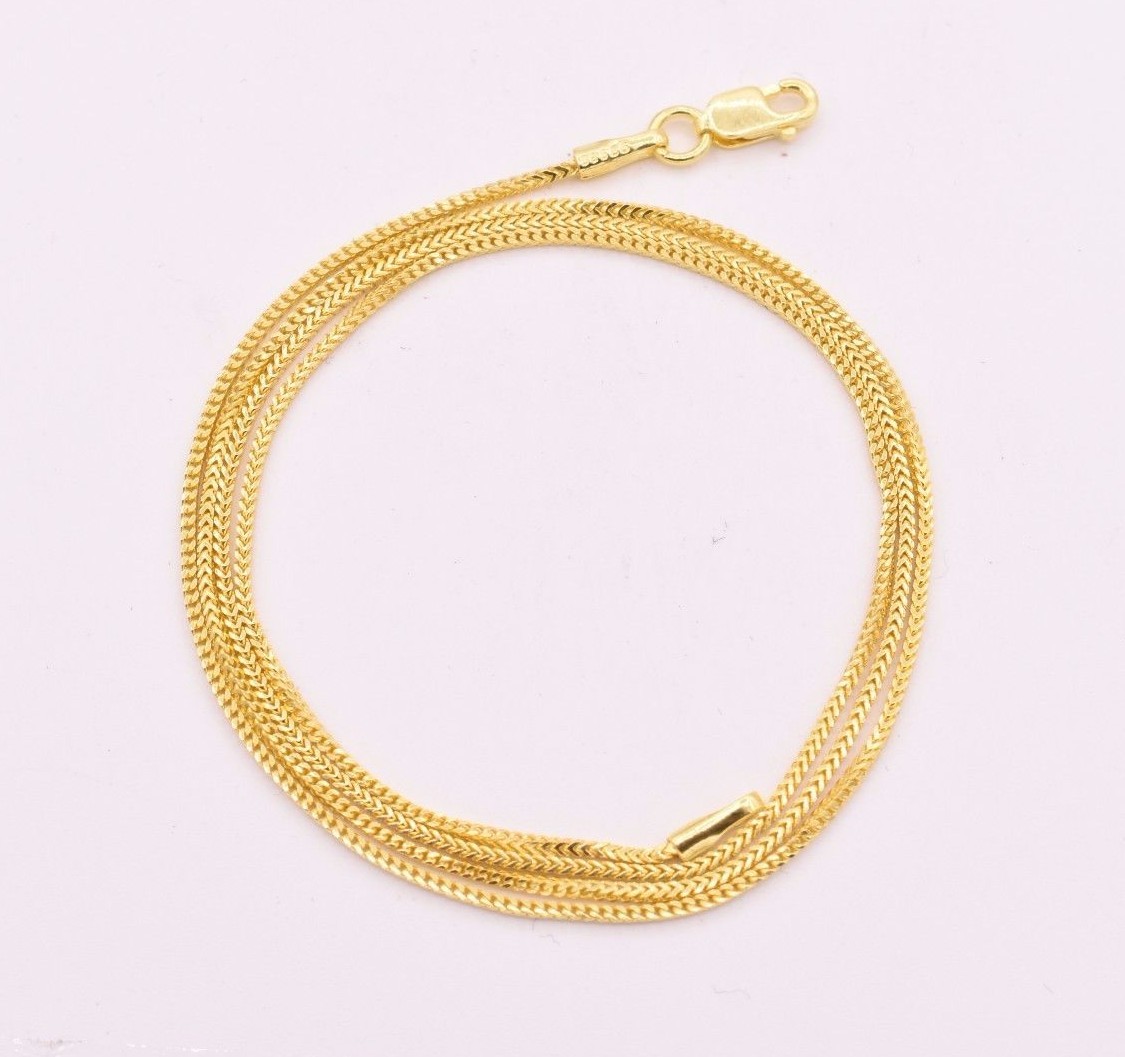 1mm Thin Franco Chain Necklace 14K Yellow Gold-Plated Sterling Silver 925 Italy
