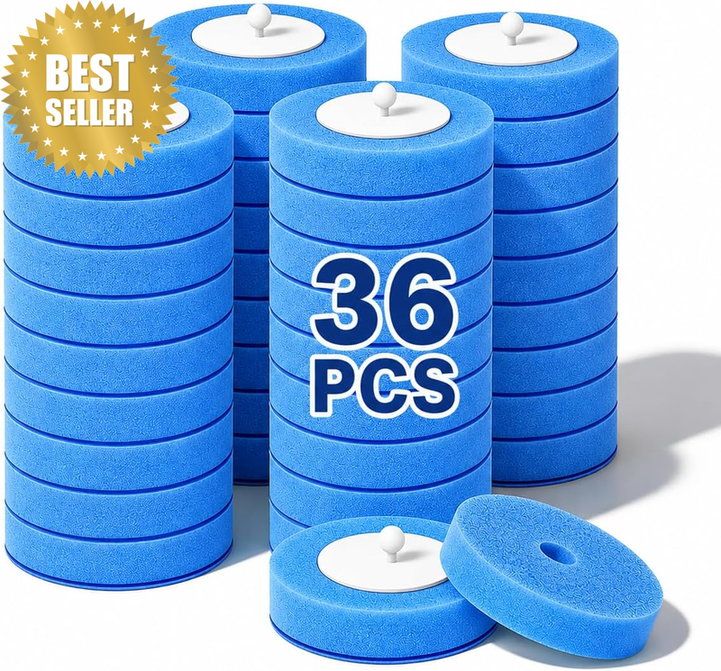 36 Pack Disposable Toilet Brush Refills, Hygienic Sponge Head Toilet Cleaner Ref