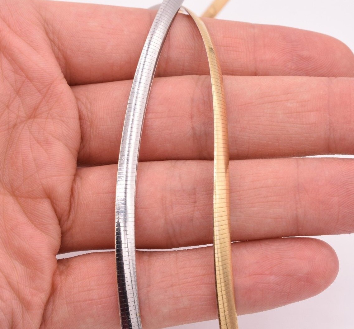 5mm Italian Reversible Omega Chain Necklace 14K Yellow Gold Clad Silver 925 eBay
