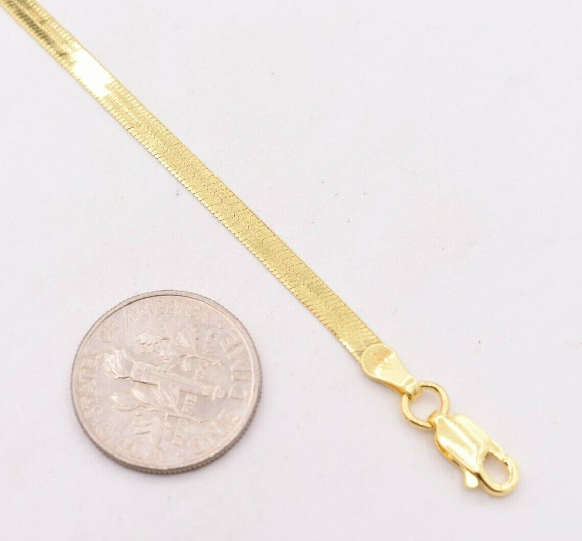 5.5mm Flexible Herringbone Bracelet 14K Yellow Gold Clad Silver 925 ITALY 7.5/"