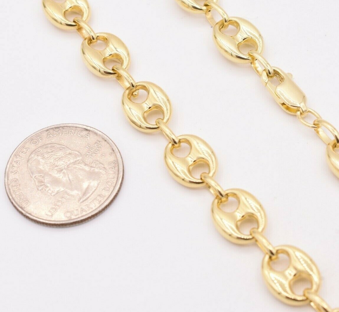 10mm Puffed Mariner Anchor Link Chain Necklace Real 10K Yellow Gold eBay