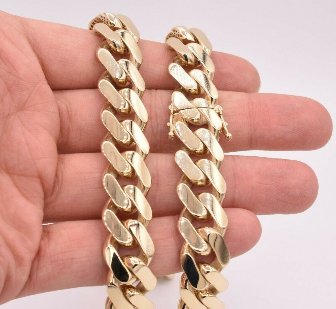 15mm Mens Miami Cuban Royal Link Chain Necklace Box Clasp Real 10K