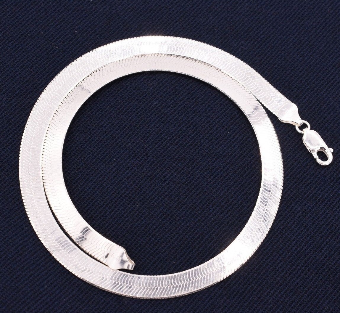 7mm Flexible Herringbone Chain Necklace Real Solid Sterling Silver 925