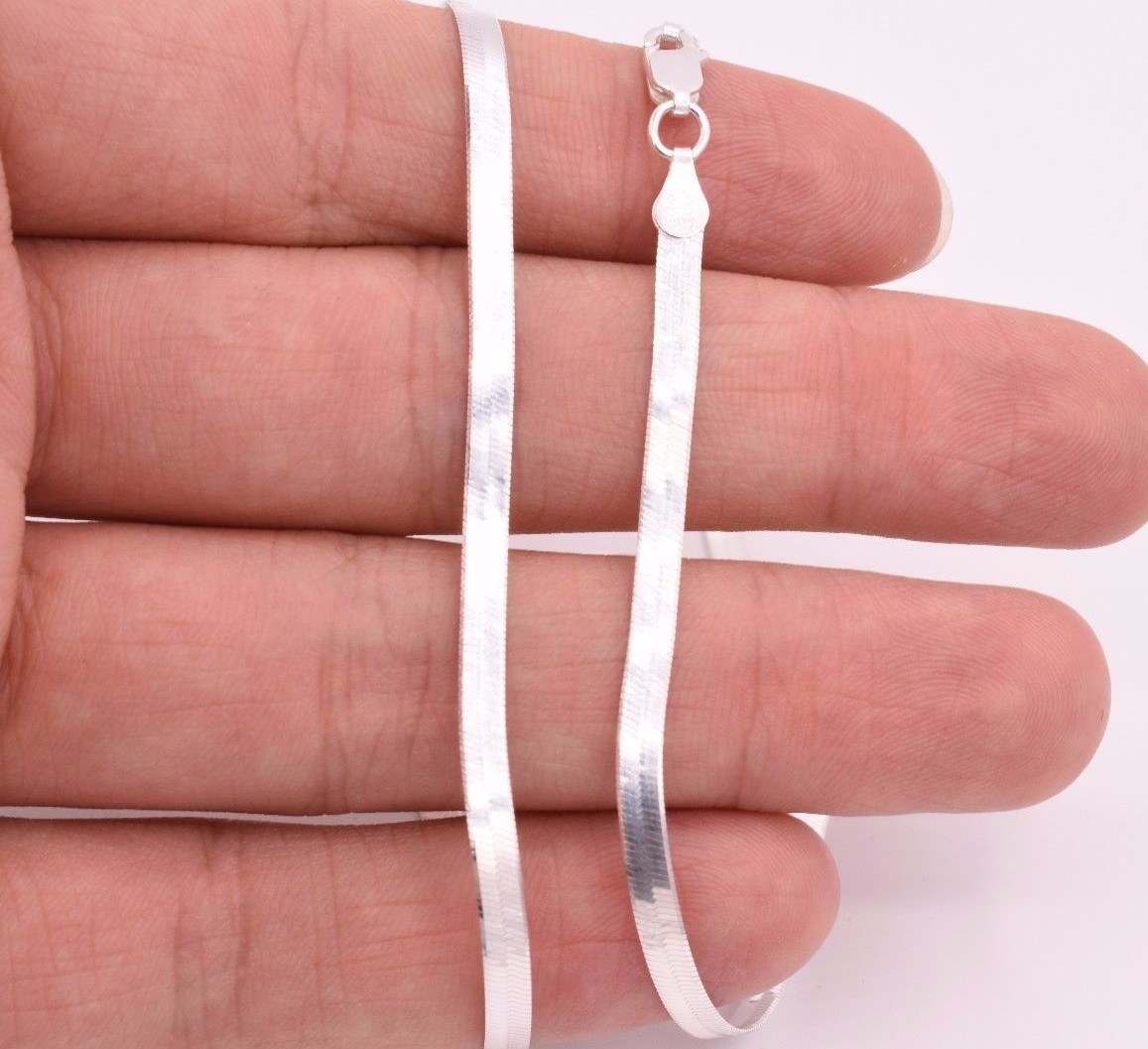 3mm Flexible Herringbone Chain Necklace Real Solid Sterling Silver 925