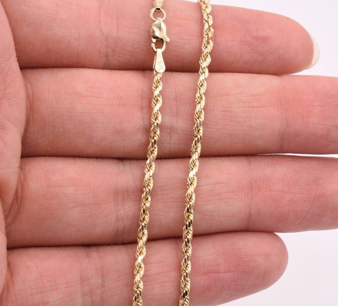 10K Solid Yellow Gold Rope Chain DC Anklet Ankle Bracelet 10/" Inch 2.0mm
