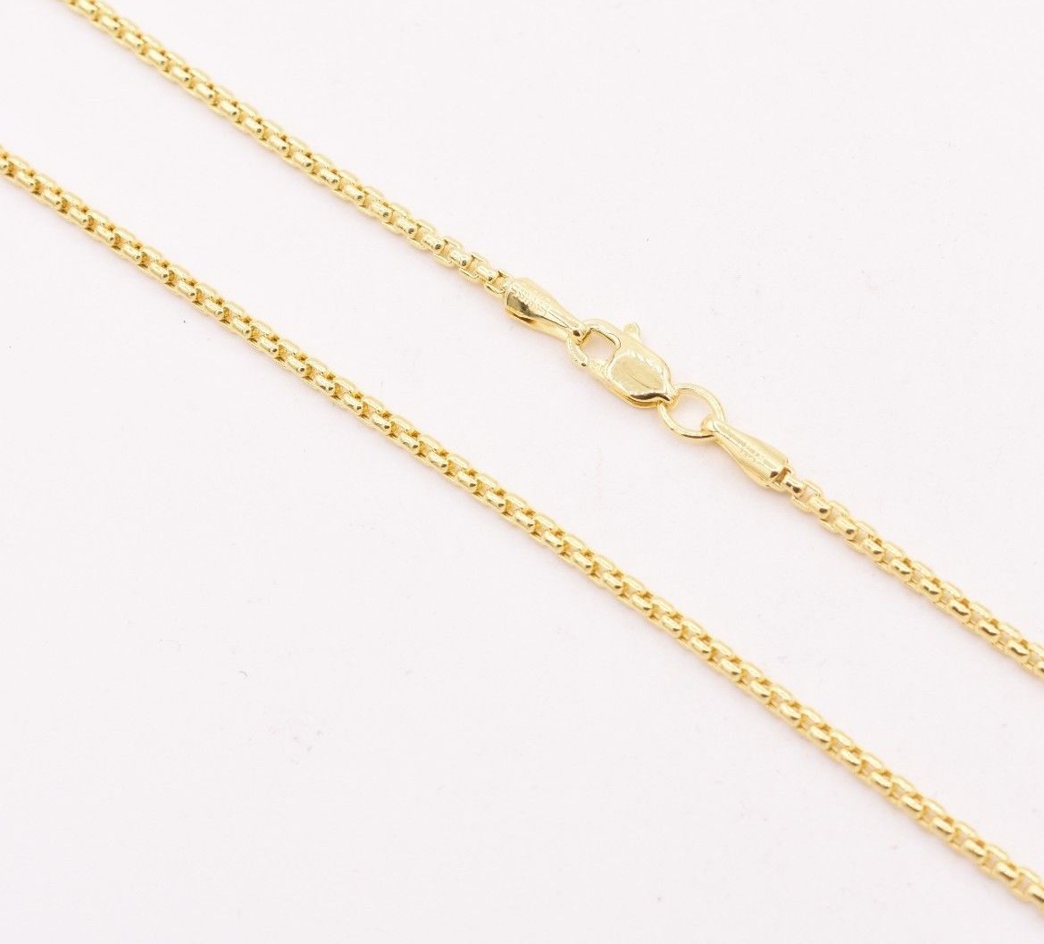 Pre-owned Bayam 1.7mm Round Box Chain Necklace Real 14k Yellow Gold Lobster Lock All Sizes In 20"