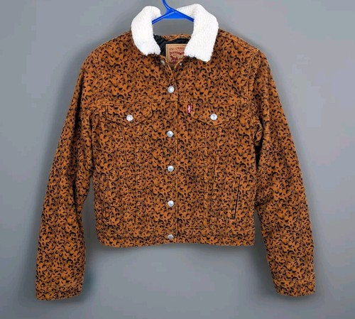 Levi's Leopard Print Corduroy Sherpa Trucker Jacket Women's