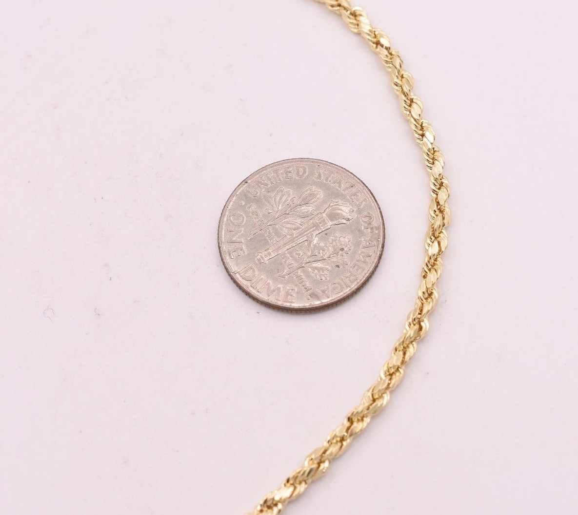 10K Solid Yellow Gold Rope Chain DC Anklet Ankle Bracelet 10/" Inch 2.0mm