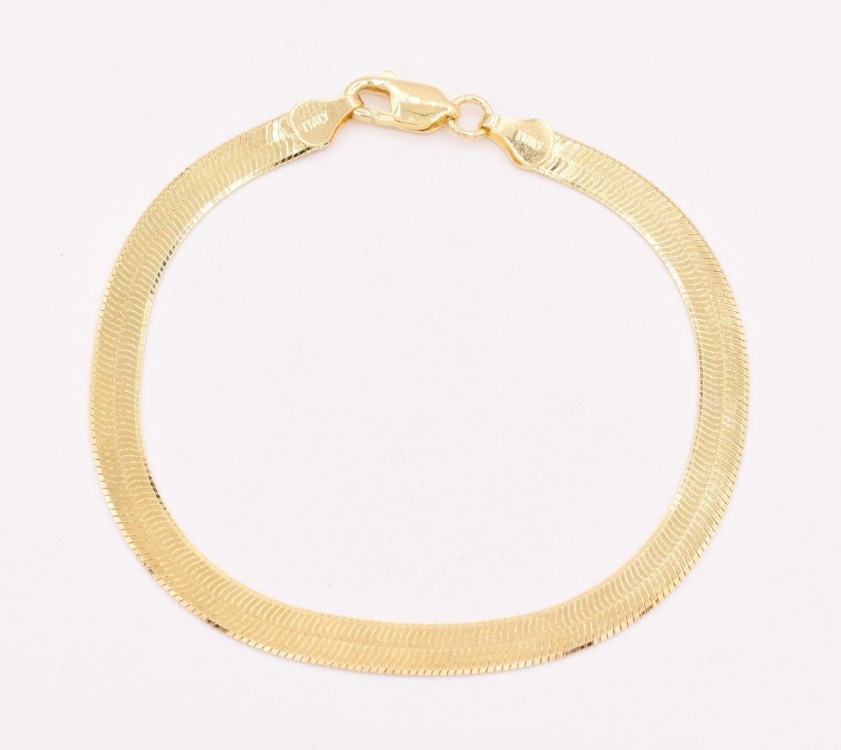 5.5mm Flexible Herringbone Bracelet 14K Yellow Gold Clad Silver 925 ITALY 7.5/"