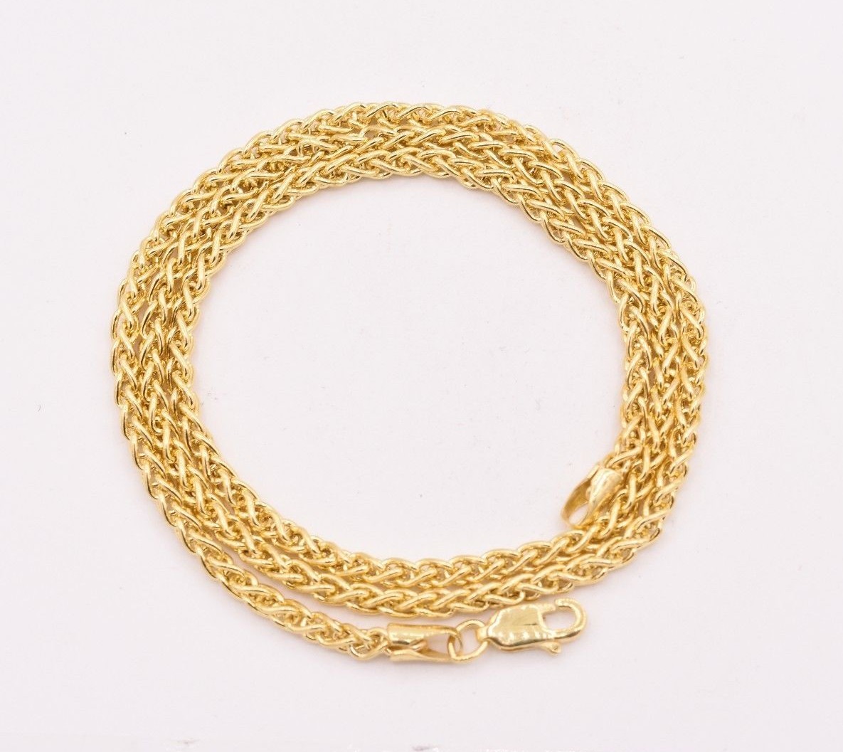 Pre-owned Spiga 2.8mm Round Wheat  Chain Necklace Real 14k Yellow Gold Lobster Lock In 20"