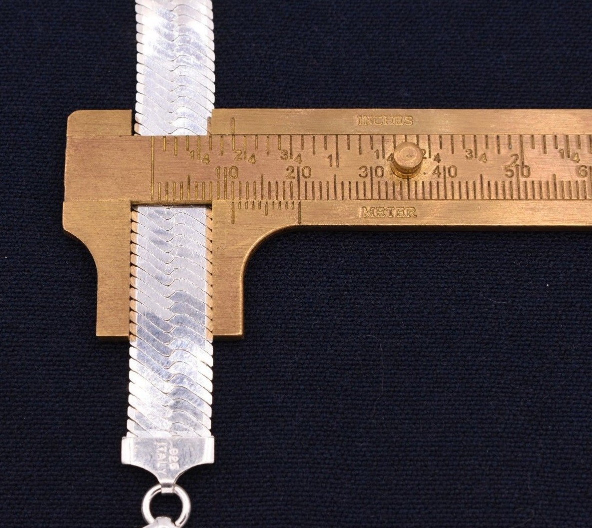 Pre-owned Bayam 11mm Bold Flex Herringbone Chain Necklace Real Solid Sterling Silver 925 Italy