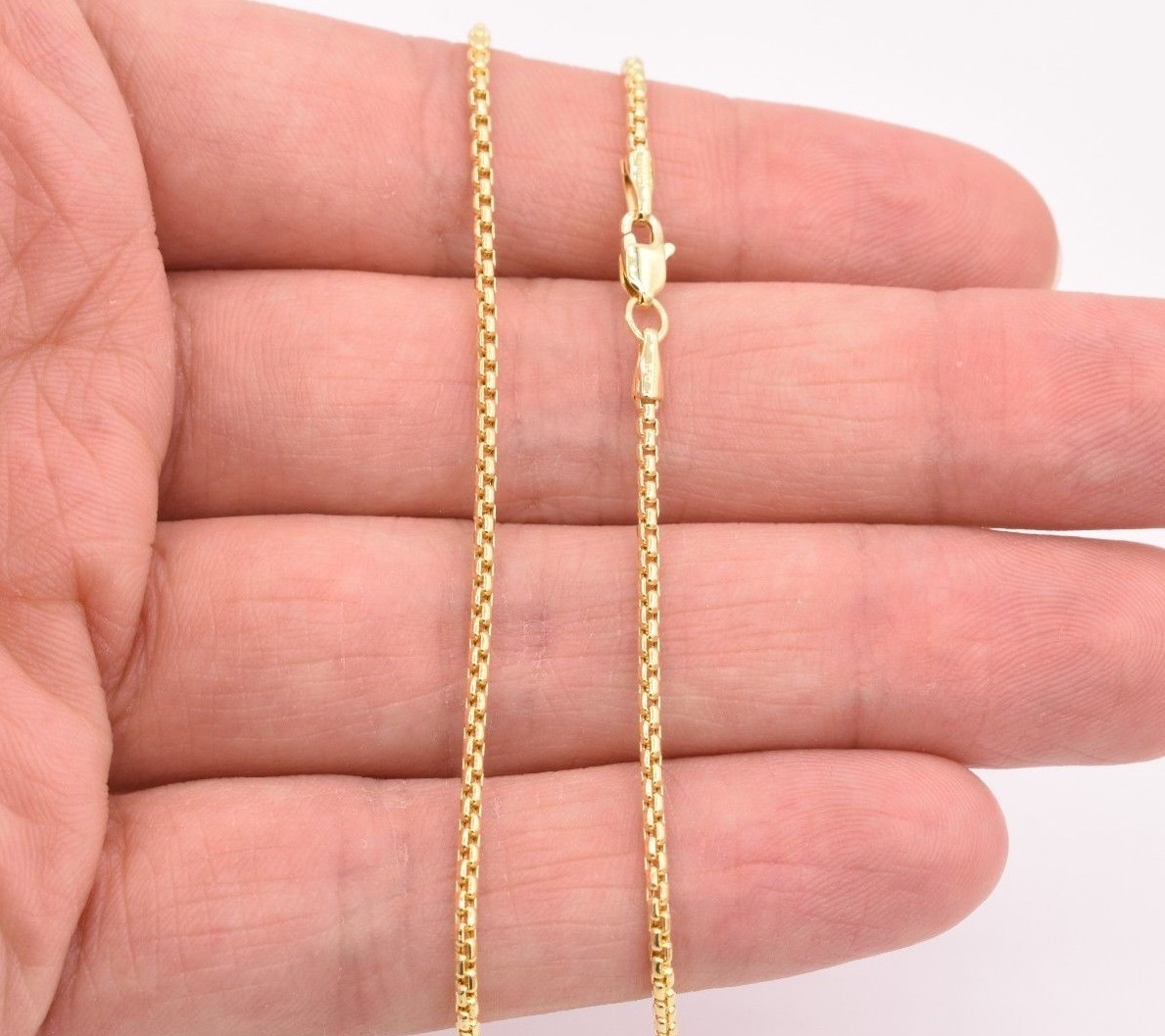 Pre-owned Bayam 1.7mm Round Box Chain Necklace Real 14k Yellow Gold Lobster Lock All Sizes In 20"