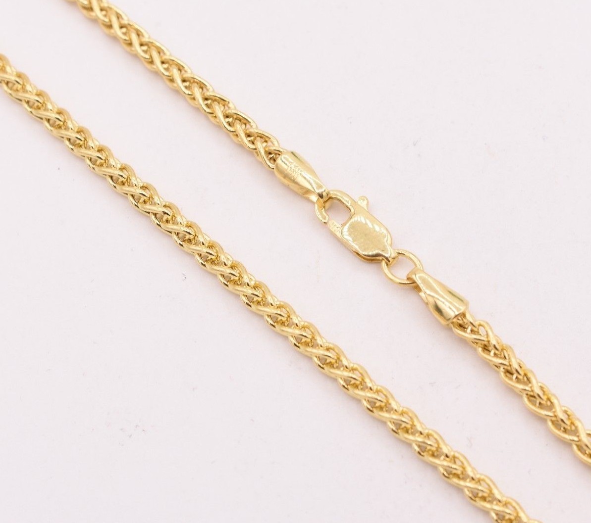 Pre-owned Spiga 2.8mm Round Wheat  Chain Necklace Real 14k Yellow Gold Lobster Lock In 20"