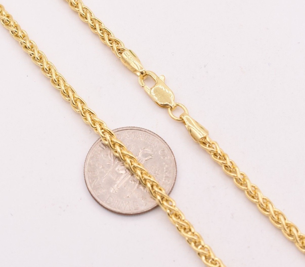 Pre-owned Spiga 2.8mm Round Wheat  Chain Necklace Real 14k Yellow Gold Lobster Lock In 20"
